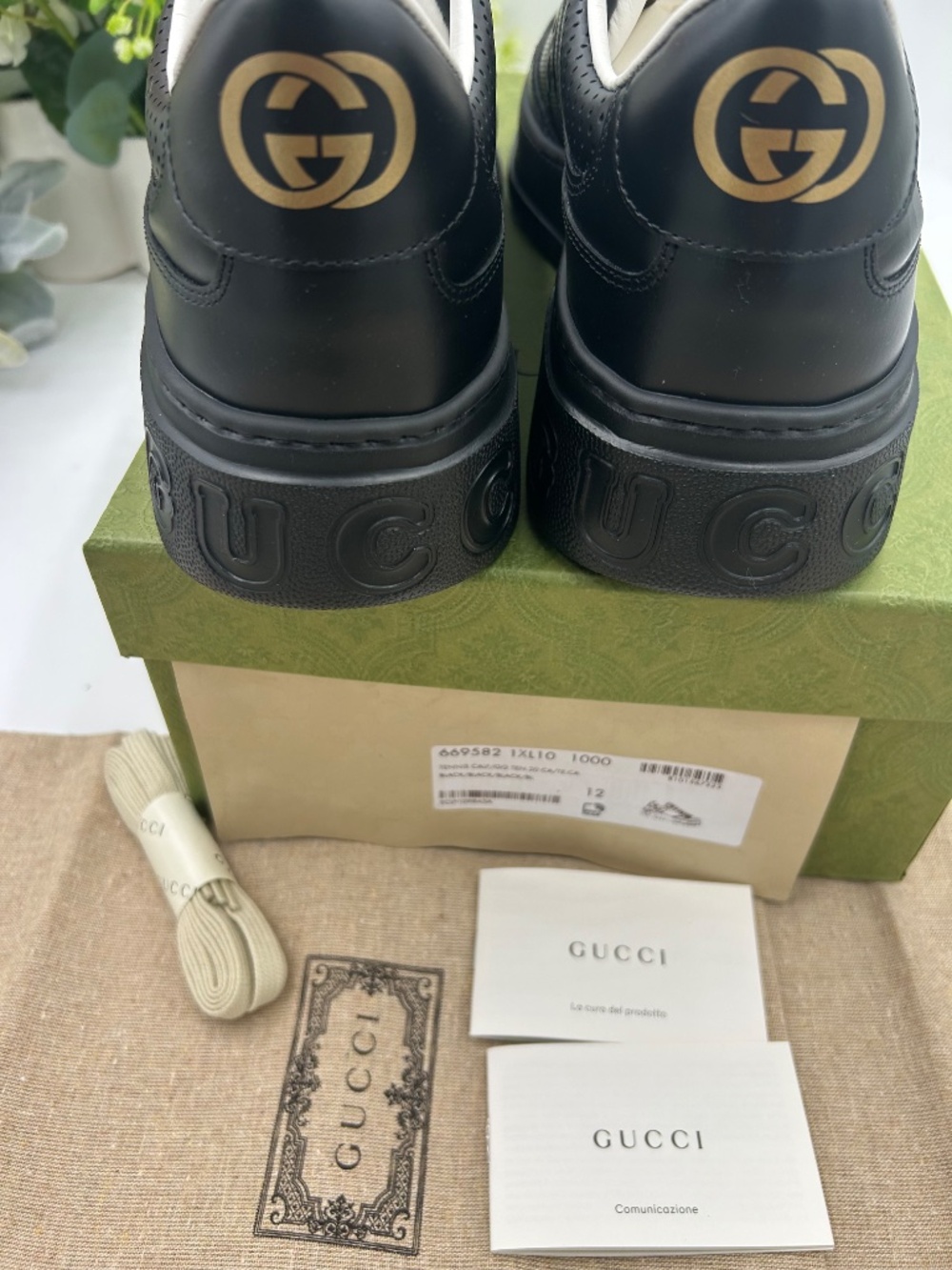 Men’s Gucci GG embossed black leather sneakers.Size11 (fits 11.5.) Made in Italy - Picture 6 of 10